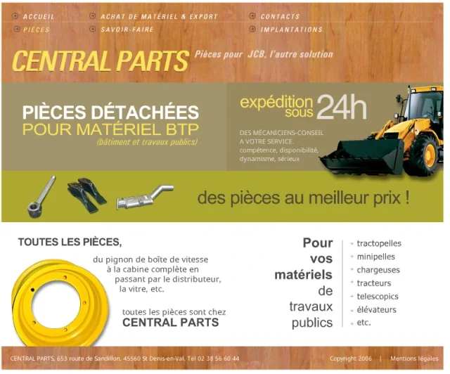 Capture du site Central Parts conservée dans les archives 2007