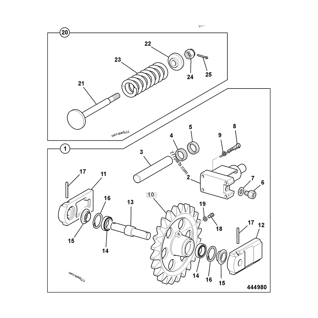 Roue dentee nue compatible pour JCB 2