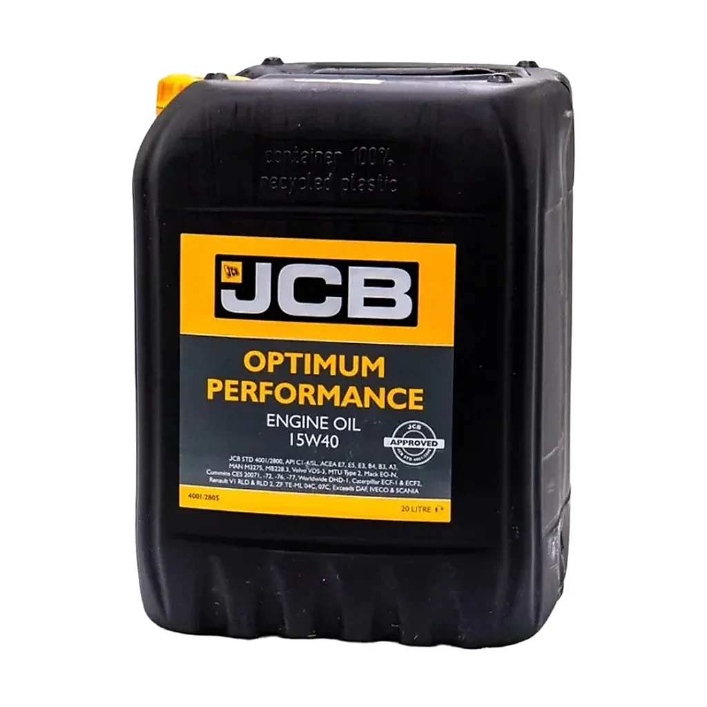 Huile moteur 15W40 20L d'origine pour JCB tractopelle et pelle sur chenilles
