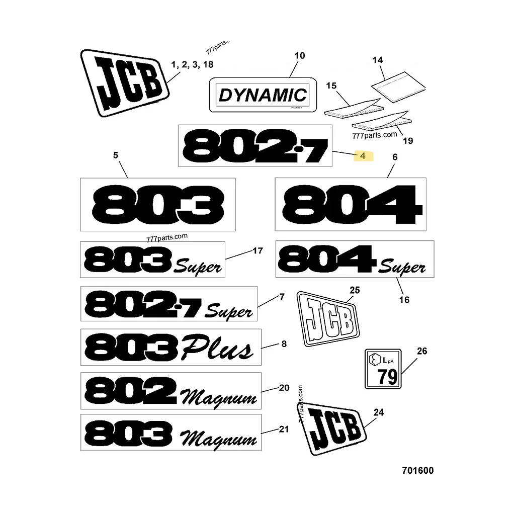 Autocollant lame compatible pour JCB