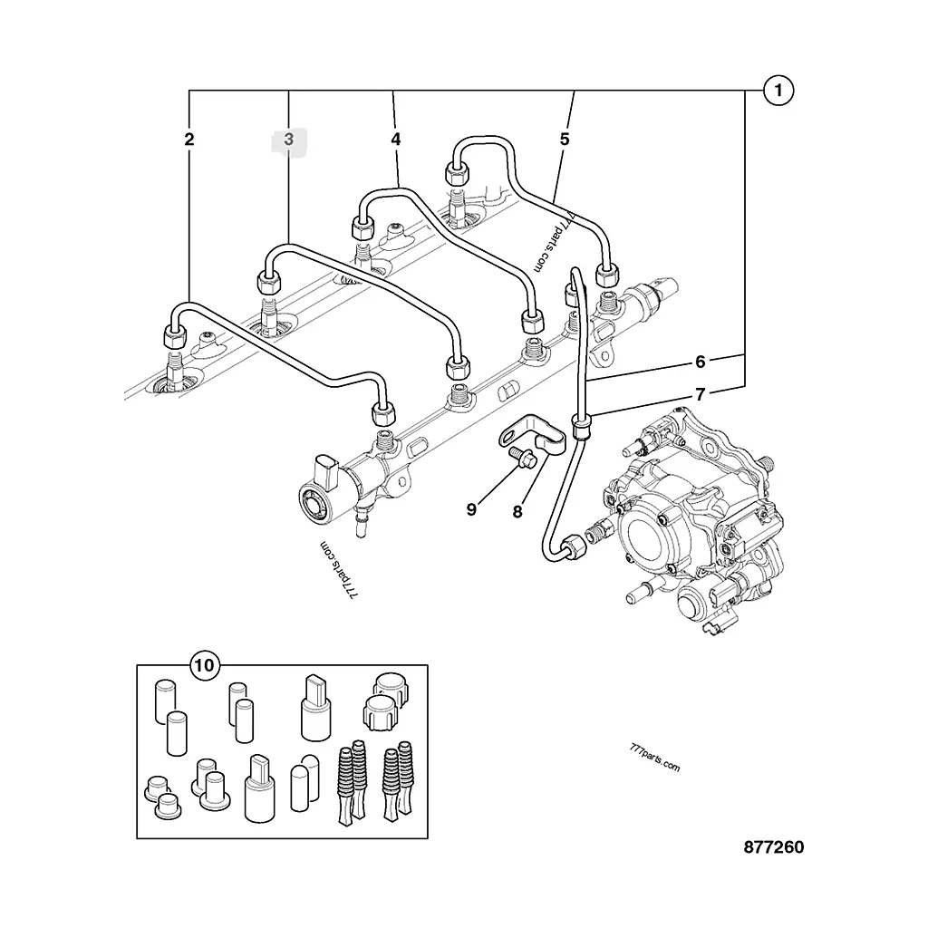 Tuyau d'injecteur HP compatible pour JCB