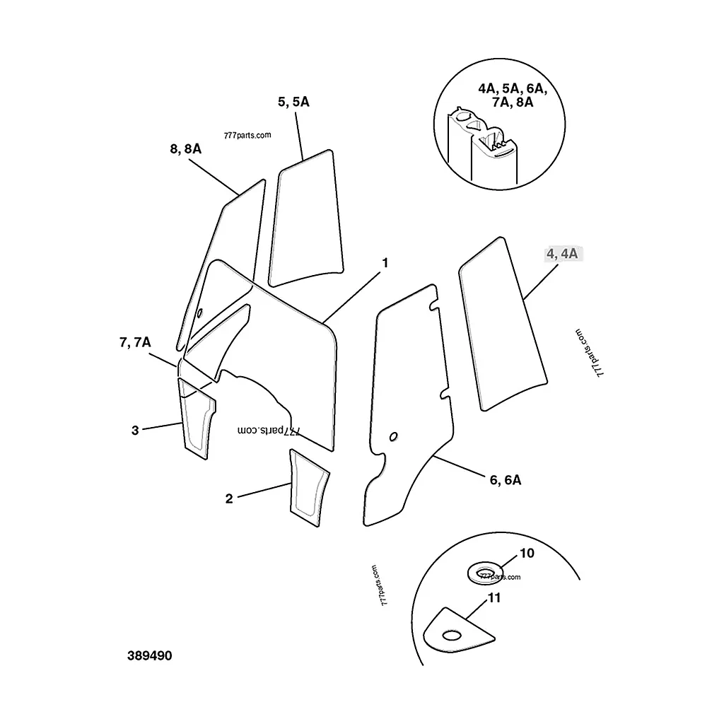 Vitre latérale gauche compatible pour JCB