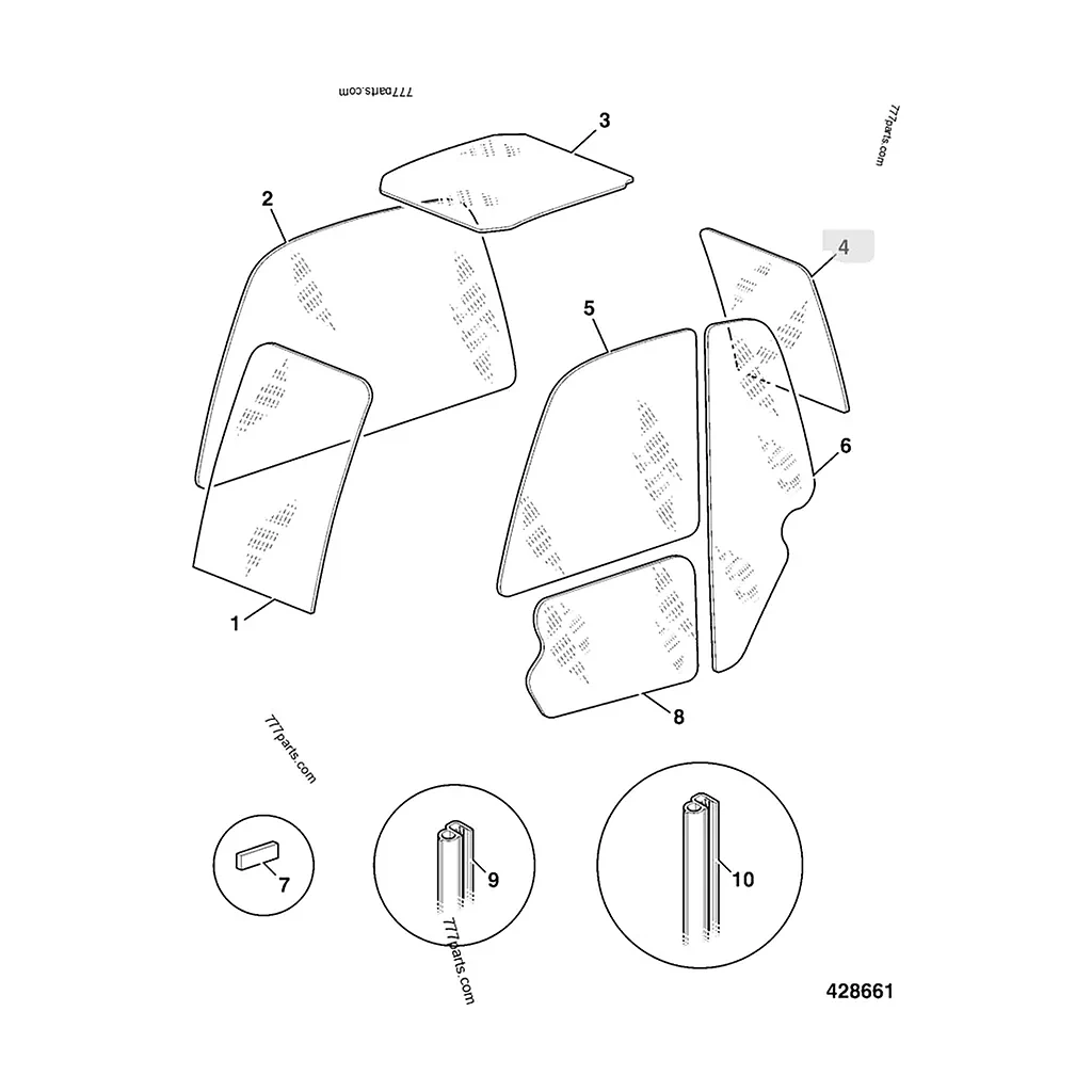 Vitre arrière compatible pour JCB