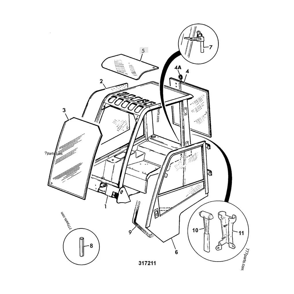 Vitre de toit compatible pour JCB