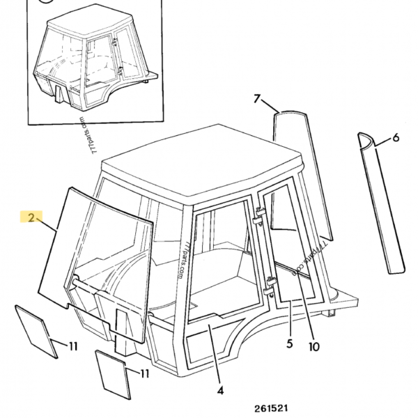 PARABRISAS DELANTERO PARA JCB REF 827/30442