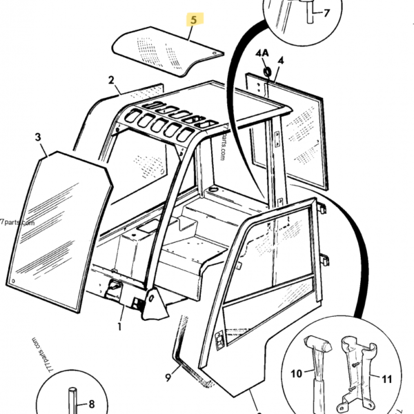 Vitre de toit compatible pour JCB – Référence 827/50153